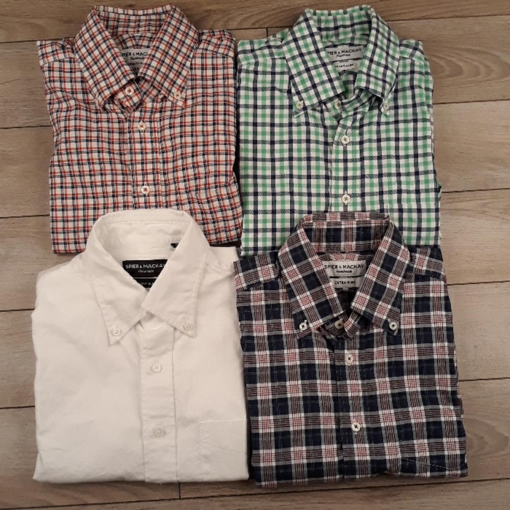 Lot of (4) SPIER & MACKAY Extra Slim Handmade Cotton Sz 15 Mens Dress Shirts